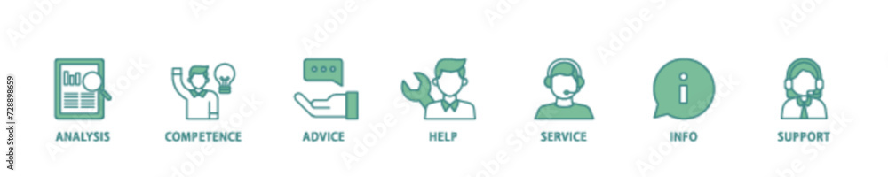 Problem solving icon set flow process illustrationwhich consists of ...