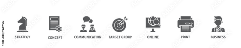 Marketing mix banner web icon illustration concept with icon of product, price, place, and promotion icon live stroke and easy to edit Marketing mix banner web icon illustration concept with icon of product, price, place, and promotion icon live stroke and easy to edit
