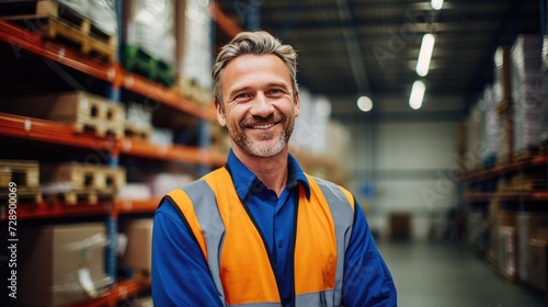 Smiling warehouse manager in a warehouse