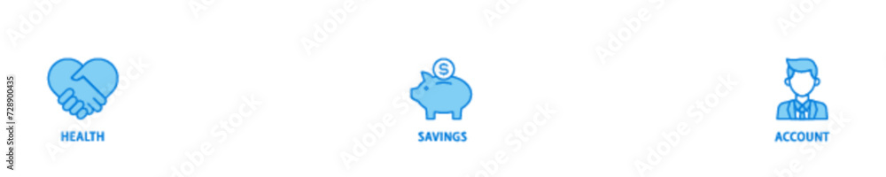 HSA icon set flow process illustrationwhich consists of healthcare, growth, id card, and accounting icon live stroke and easy to edit HSA icon set flow process illustrationwhich consists of healthcare, growth, id card, and accounting icon live stroke and easy to edit