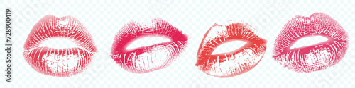 Lipstick kiss with lips print. Vector kiss mark imprint