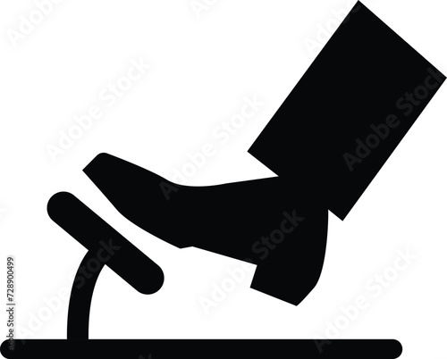 Foot in the boot presses gas icon. Brake pedal sign. flat style.