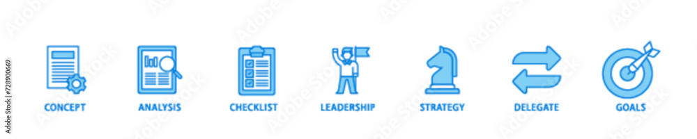 Planning icon set flow process illustrationwhich consists of concept, analysis, checklist, leadership, strategy, delegate and goals icon live stroke and easy to edit Planning icon set flow process illustrationwhich consists of concept, analysis, checklist, leadership, strategy, delegate and goals icon live stroke and easy to edit
