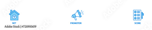 NPS icon set flow process illustrationwhich consists of shopping, customer, rating, like, premium, and store icon live stroke and easy to edit 