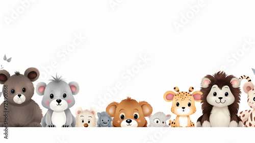 Border Template Design with Cute Animals - Isolated Illustration