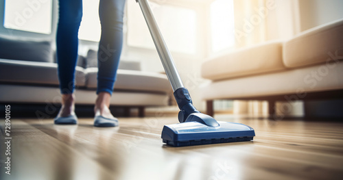 floor vacuum cleaner, housework cleaning, electric vacuum, living room floor, home photo