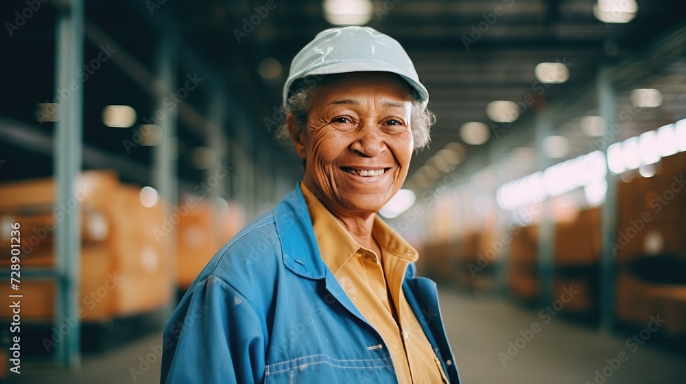Smiling warehouse manager in a warehouse Smiling warehouse manager in a warehouse