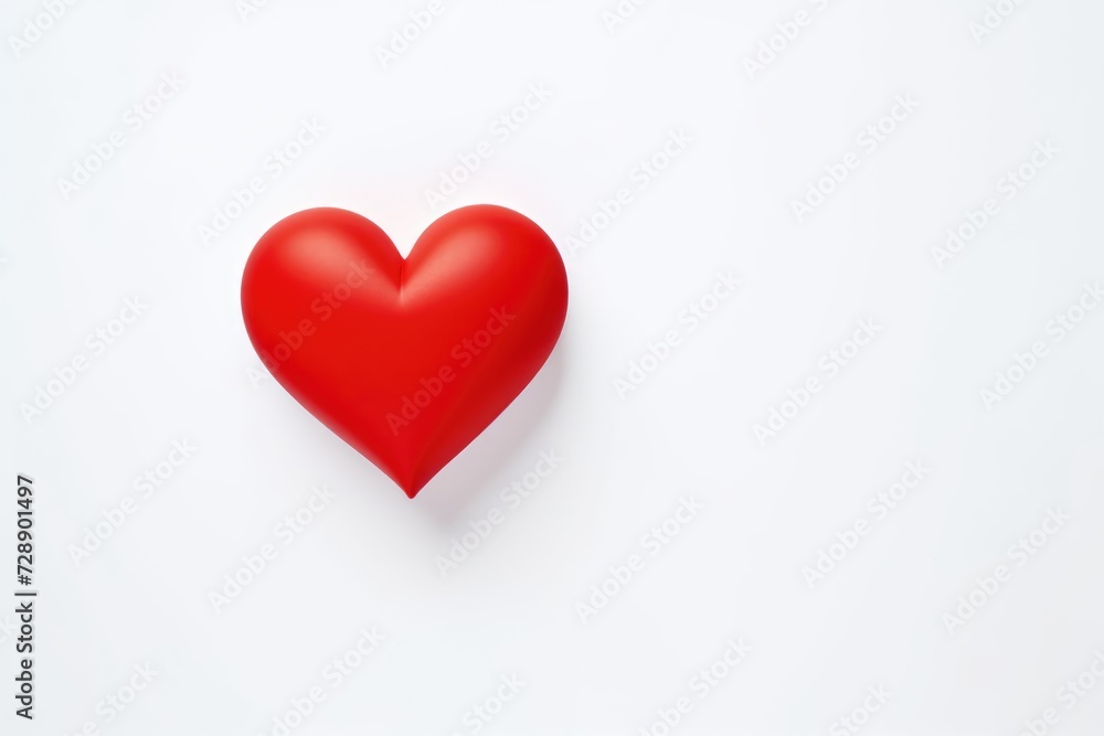 A red love heart in the middle of white background with copy space for advertiser, Valentine's day and love concept