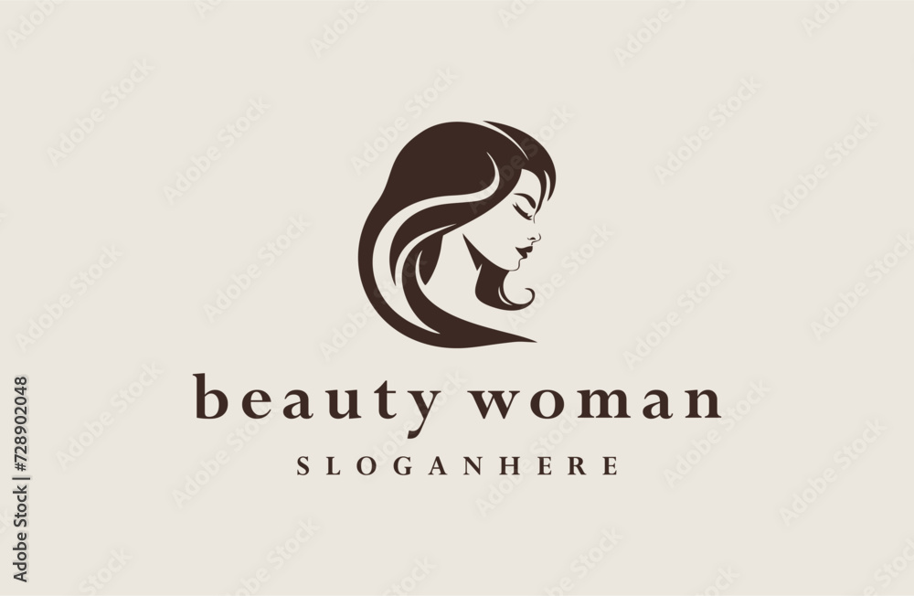 Woman logo style icon design template flat vector Woman logo style icon design template flat vector