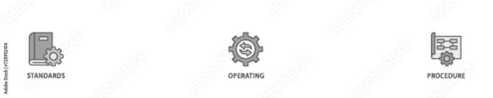SOP banner web icon illustration concept with icon of instruction, quality, manual, process, operation, sequence, workflow, iteration, and puzzle icon live stroke and easy to edit SOP banner web icon illustration concept with icon of instruction, quality, manual, process, operation, sequence, workflow, iteration, and puzzle icon live stroke and easy to edit