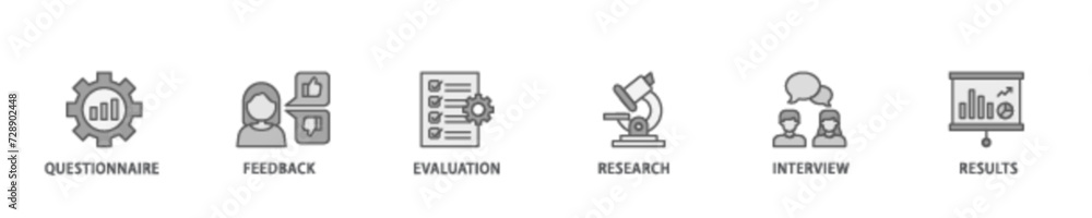 Survey banner web icon illustration concept with icon of evaluation, research, interview and result icon live stroke and easy to edit Survey banner web icon illustration concept with icon of evaluation, research, interview and result icon live stroke and easy to edit