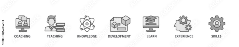 Training and development banner web icon illustration concept with icon of trainer, professional development, supervisory, trainee, instructor, coaching icon live stroke and easy to edit Training and development banner web icon illustration concept with icon of trainer, professional development, supervisory, trainee, instructor, coaching icon live stroke and easy to edit
