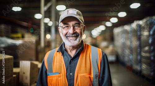 Smiling warehouse manager in a warehouse