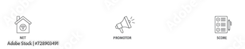 NPS icon set flow process illustrationwhich consists of shopping, customer, rating, like, premium, and store icon live stroke and easy to edit 