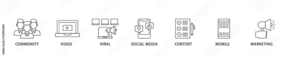 SMM icon set flow process illustrationwhich consists of community, video, viral, social media, content, mobile and marketing icon live stroke and easy to edit SMM icon set flow process illustrationwhich consists of community, video, viral, social media, content, mobile and marketing icon live stroke and easy to edit