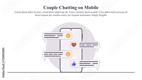 Visual illustration concept of couples chatting on mobile.