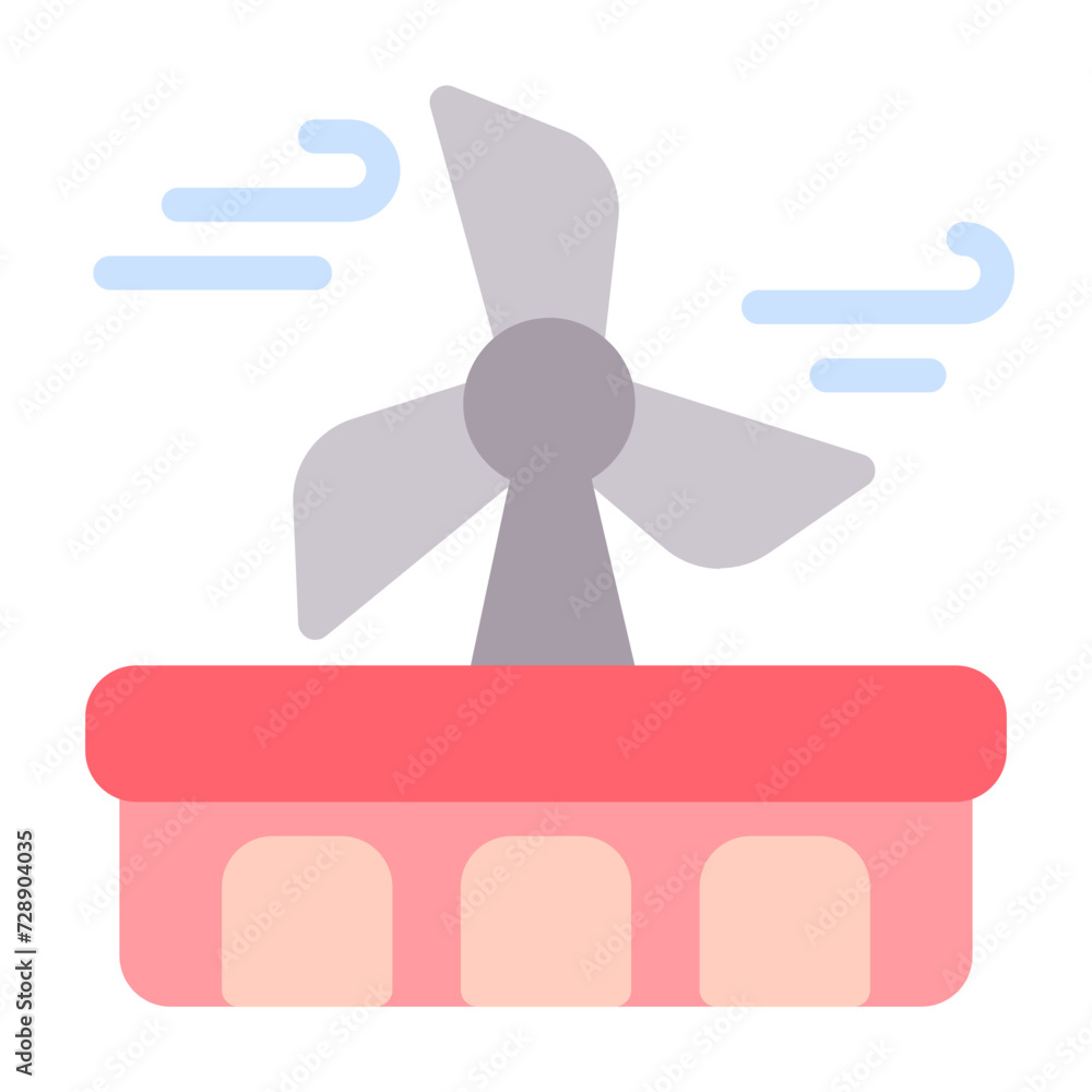 Turbine wind power icon with flat color style Turbine wind power icon with flat color style