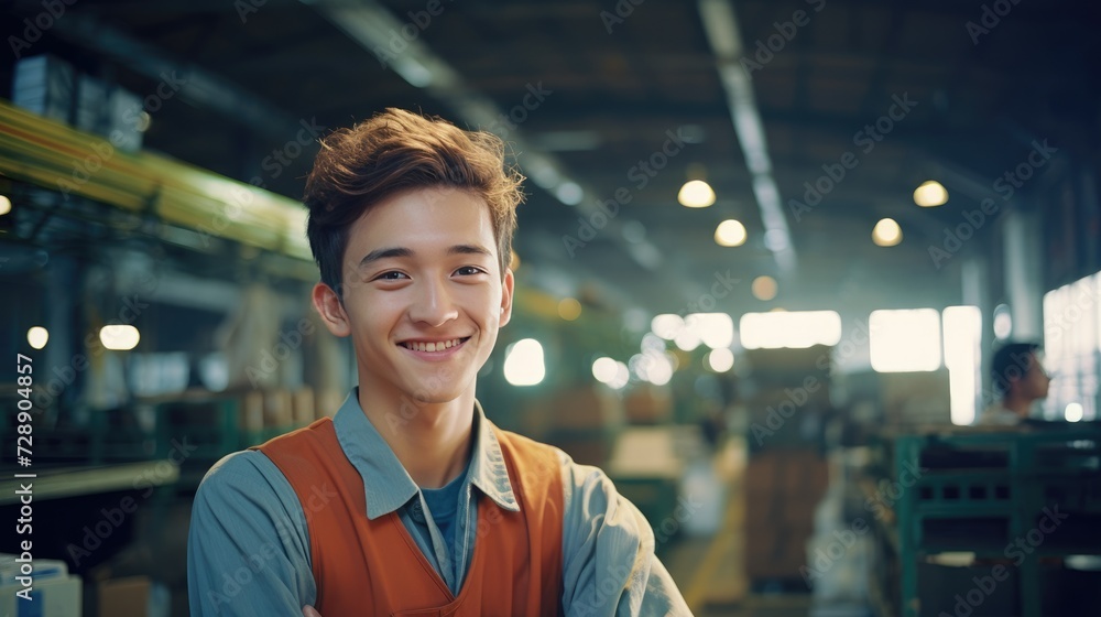 Smiling warehouse manager in a warehouse
