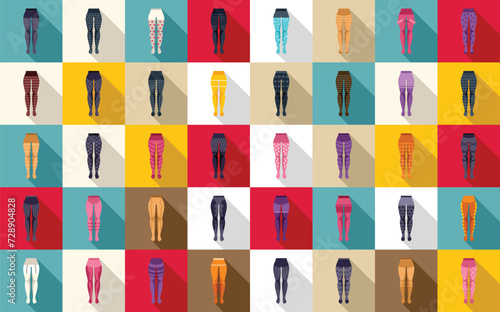 Pantyhose icons set flat vector. Woman fashion. Sexy model legs