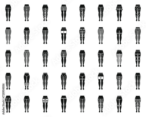 Pantyhose icons set simple vector. Woman fashion. Sexy model legs