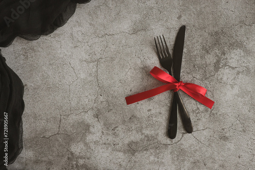 Christmas and St.Valentines Day table decoration. Dark background