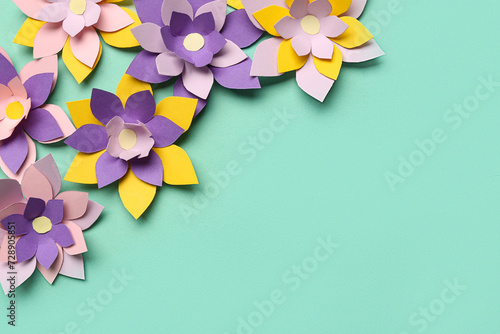 Colorful origami flowers on...