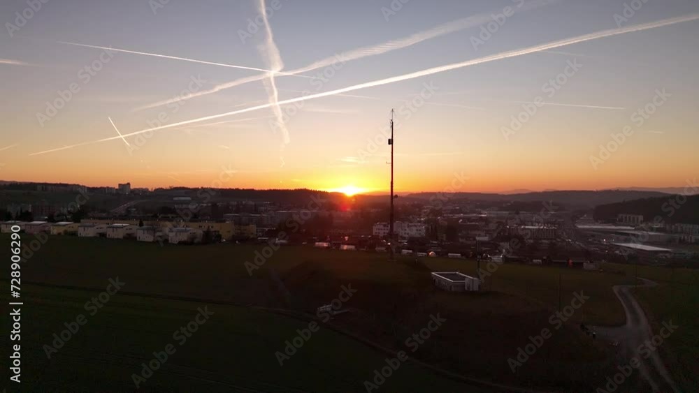 Sunset in Fribourg recorded using DJI Mini 4 Pro Drone at Grand Torry. Sunset in Fribourg recorded using DJI Mini 4 Pro Drone at Grand Torry.