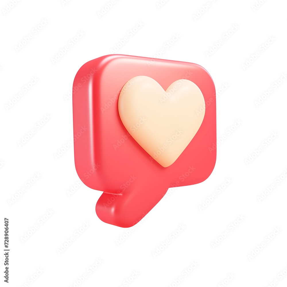 Like Icon in 3D: Cartoon Style Illustration of a Red Heart Symbol in a Bubble, Rendered for Social Media or Applications, Isolated on Transparent Background, PNG Like Icon in 3D: Cartoon Style Illustration of a Red Heart Symbol in a Bubble, Rendered for Social Media or Applications, Isolated on Transparent Background, PNG
