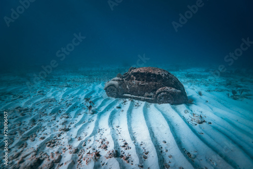 a beatle car at isla mujeres in artificial reef underwater museum at caribbean MUSA