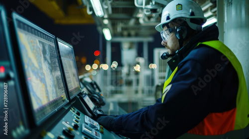 Onboard a highly trained crew closely monitors the cargo hold where the LNG is stored at a temperature of 163 degrees Celsius. Any change in temperature or pressure could photo