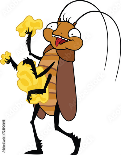 Funny eat cockroach icon cartoon vector. Vermin creepy. Dirty bugs