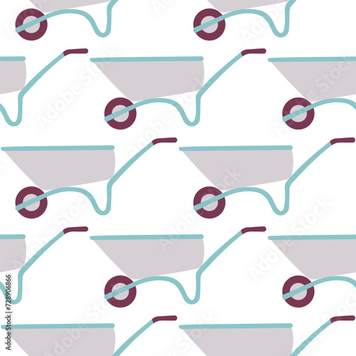 garden cart carry load wheels colored pattern textile background