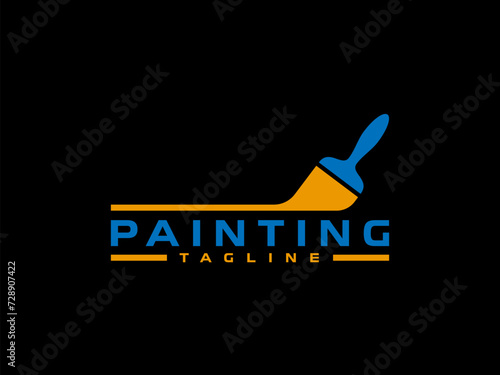 painting logo vector illustration. paint brush logo template