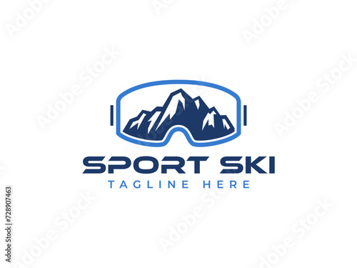 ski snowboard logo vector illustration. mountain goggle glasses logo template