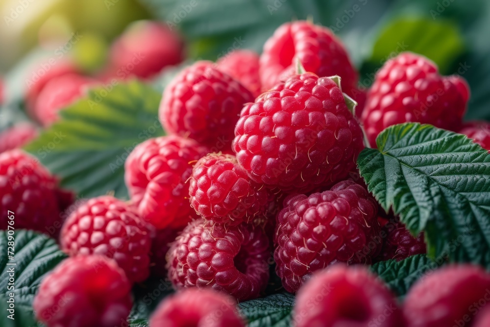 Raspberry harvest. Background with selective focus and copy space Raspberry harvest. Background with selective focus and copy space