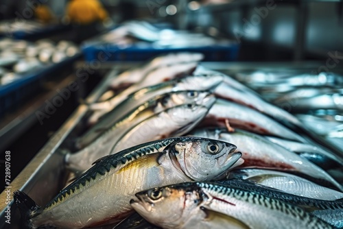 Fish factory. Background with selective focus and copy space