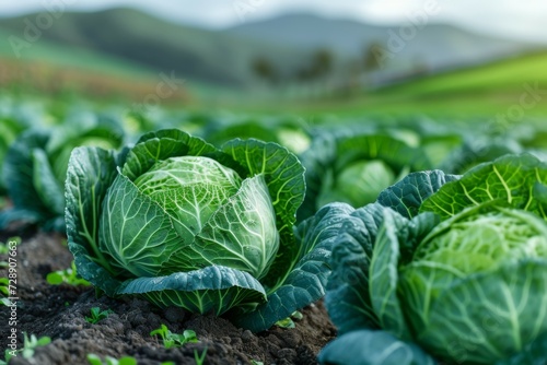 Cabbage harvest. Background with selective focus and copy space