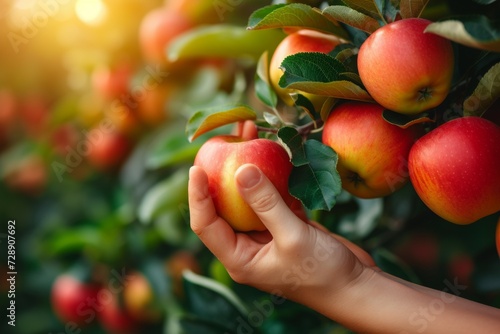 Apple harvest from a farmer's orchard. Background with selective focus and copy space