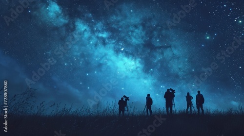 group of people with a telescope at night © Marco