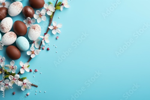 Eggs as the main holiday Easter symbol. Background with selective focus and copy space