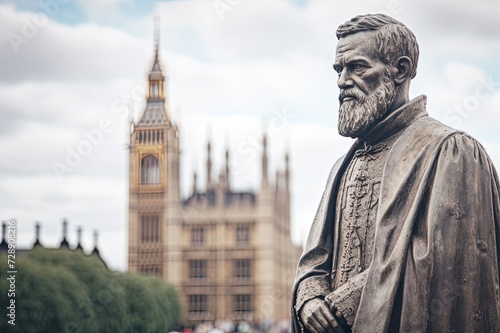William Tyndale statue from profile. photo