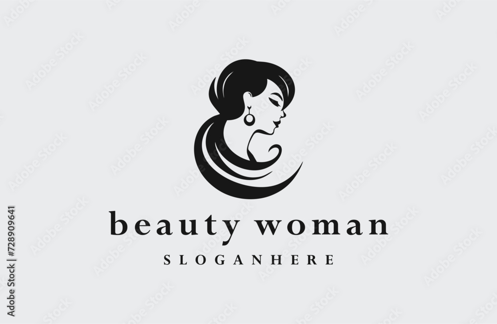 Woman logo style icon design template flat vector