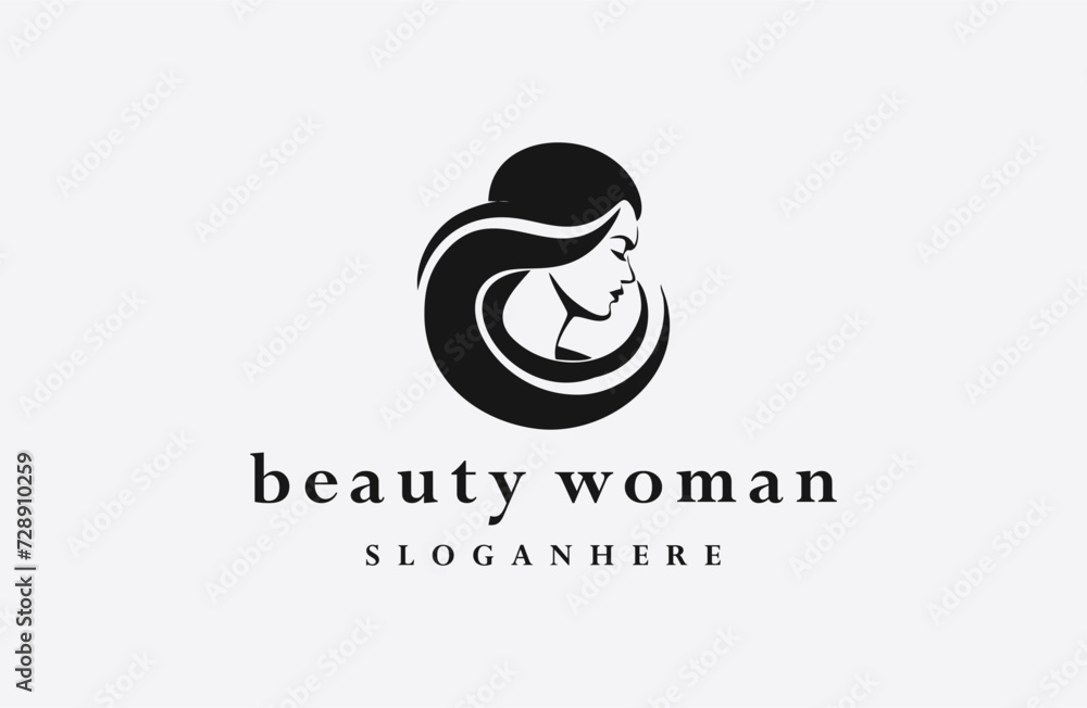 Obraz premium Woman logo style icon design template flat vector