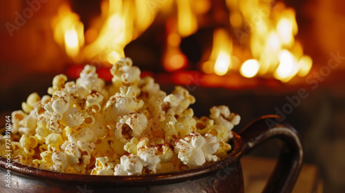 Satisfy your craving for a clic snack with our homemade fireplace popcorn made in a traditional popcorn maker and infused with the smoky aroma of a crackling fire.