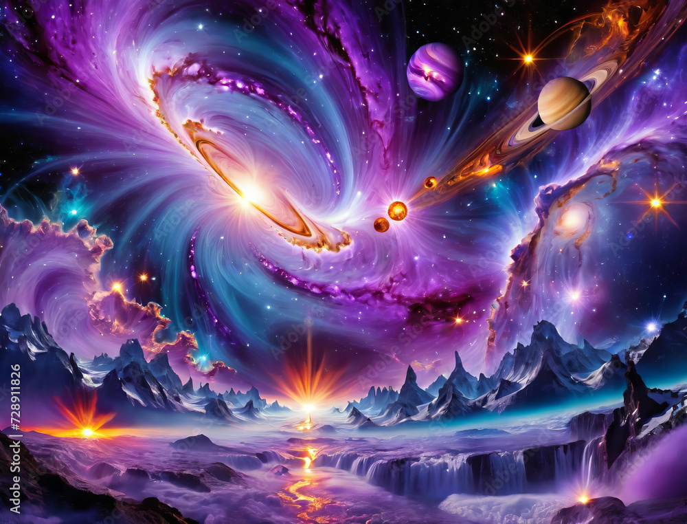 Ethereal Cosmic Symphony - Neptune, Colliding Galaxies, and Celestial ...