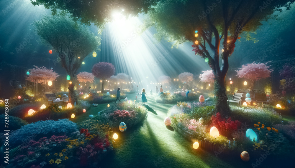 Enchanted Easter Garden: A Magical Sunrise Amidst Floral Bliss