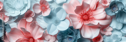 pink and blue flowers background  wallpaper  generative AI