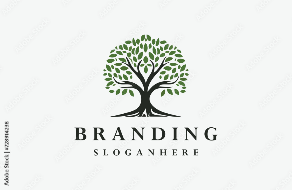 Obraz premium Tree logo style icon design template flat vector