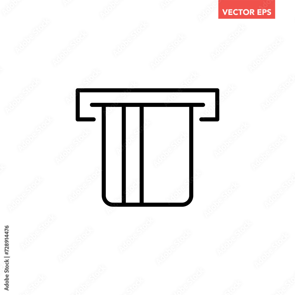Black single credit card insert in ATM slot machine line icon, Dip or Remove, simple flat design vector infographic pictogram for app logo web button ui ux interface element isolated on background Black single credit card insert in ATM slot machine line icon, Dip or Remove, simple flat design vector infographic pictogram for app logo web button ui ux interface element isolated on background