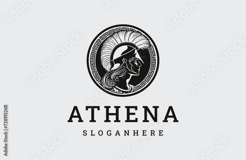 Goddess greek athena logo icon design template.